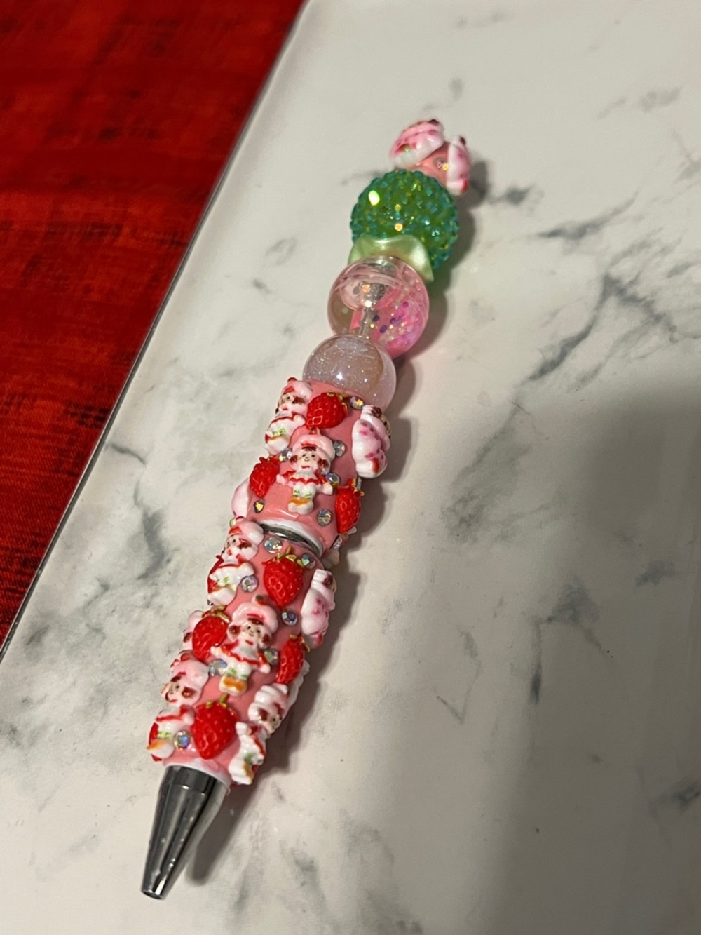 Beadable Strawberry shortcake chunky Pen & water bead